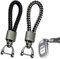 WeddHuis 2pcs Schlüsselanhänger Leder Geflochtenes Schlüsselband D Ring Schlüsselring Ersetzen Zubehör für Auto Motorrad(schwarz/schwarz und weiß)