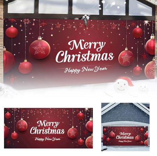 Allbestop Garagentor Abdeckung Weihnachten,Weihnachten Tür Hängend Banner Weihnachten Urlaub Hintergrund Dekoration Winter Große Tür Abdeckung Dekoration Indoor Outdoor Christmas Garage Door Cover
