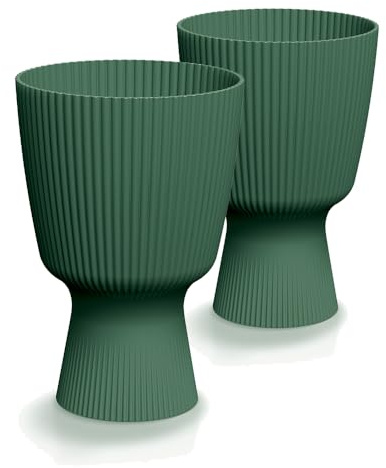 Tymar - Maceta para flores, cubremaceta, 2 piezas, forma redonda (DBMIS verde bosque, ø 19 cm)