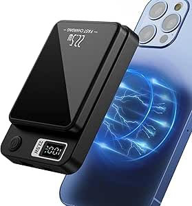 10000mAh Power Bank Inalámbrica Magnético PD 20W USB-A 22.5W Carga Rápida Bateria Externa mag-Safe Cargador Portátil con Pantalla LED para iPhone 12/13/14 Plus/Mini/Pro/Pro MAX