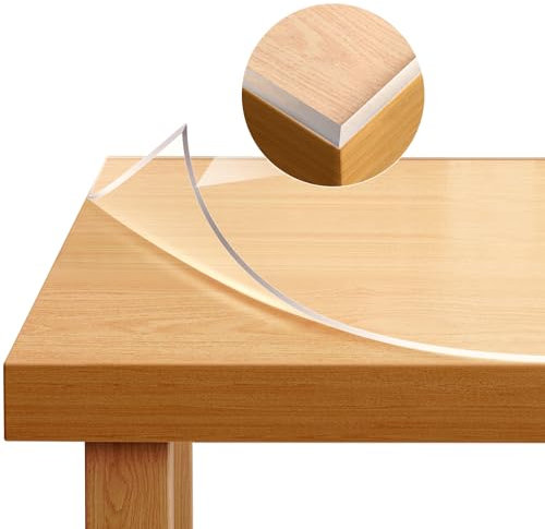 WOLTU Tischdecke transparent 2 mm, Durchsichtig Tischfolie mit abgeschrägter Kante, Glasklar Folie Wasserdicht Fettdicht, Hochglanz Schutzfolie für Tisch aus PVC, Rechteckig 100x200 cm