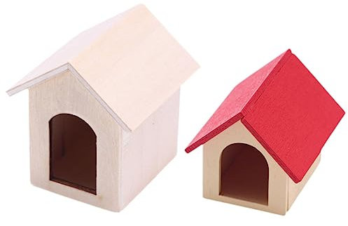 HEMOTON Puppenhaus Zwinger Spielzeug Set Miniatur Puppenhaus Zubehör Holz Hundehütten