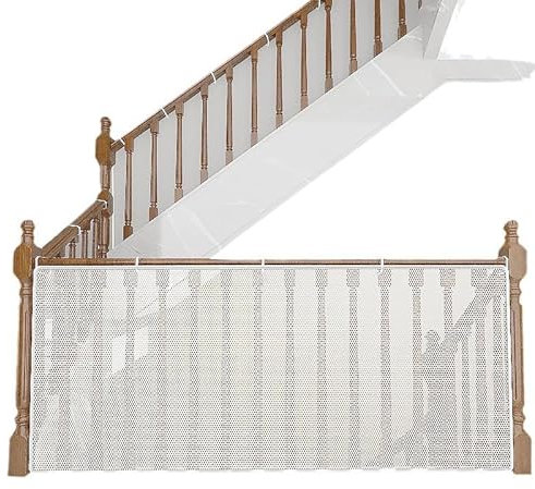 2M Treppenschutznetz Kinder Sicherheitsnetz Balkonschutz Netz Fallschutz Baby treppenschutz Schutznetz Treppe Robustes Treppenschutznetz für Balkon und Treppen Sicherheit(Weiß)