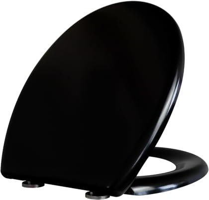 Fanmitrk Duroplast Toilet Seat Soft Close Black Color Top Fixing