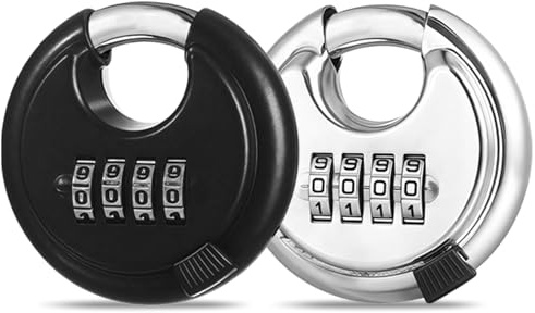 GOEDCH 2 candados de combinación: cerradura de combinación redonda con números de 4 dígitos, candado de acero inoxidable, grosor de 10 mm, 70 mm, para almacén, cobertizo, unidad de almacenamiento
