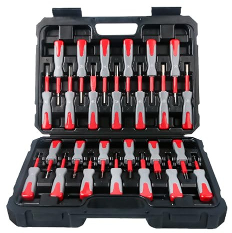 Tissting Terminal Removal Tool Kit, 26 Pcs Alloy Steel Electrical Connector Depinning Tool for Replaces Universal Vehicle Wire Harness Pin Mechanical Repair Tool