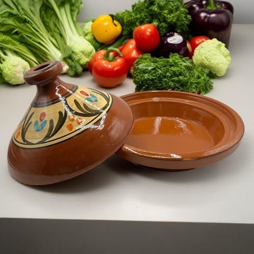 Tajine XL 35 cm in Terracotta Dipinta a Mano – Pentola Tradizionale Marocchina/Tunisina + Ebook Gratuito 1404251100