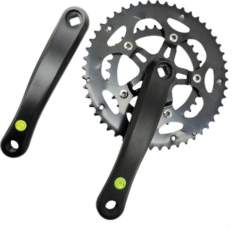 Entgoinggo Juego de bielas para bicicleta de carretera 50/34T, doble plato de 170 mm, manivela de agujero cuadrado de 8-10 velocidades, compatible con bicicleta de montaña