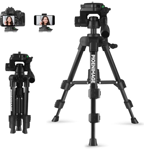 PIOENIMAGE 25 inch Mini Tripod for Camera, Small Tripod for Camera and Phone, Travel Stand for Photography, Video Recording, Compatible with DSLR, Smartphone, Spotting Scopes