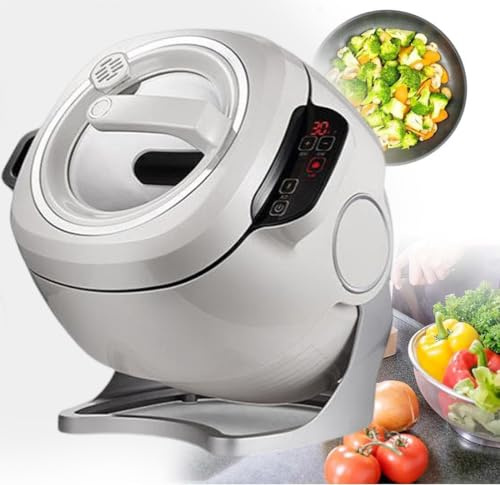 wanghaiyanBD 360° Rotating Stirring Pan, 6L Automatic Cooking Machine, 2000W Multifunctional Drum Wok for Camping and Travel Cooking, 220V