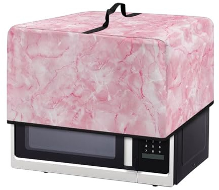 Fiqyvagox Pink Marble Print Microwave Oven Dust Cover, Heat-Resistant Microwave Dust Cover Case, Dustproof Protection for Toaster Oven, Air Fryer 46.36cm x 36.83cm x 27.94cm, S
