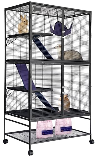 Garvee Small Animal Cage,64''H Deluxe Ferret Cage,4 Tier Chinchilla Cage