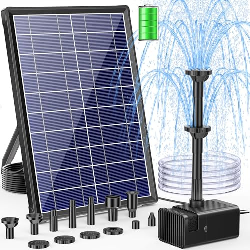 POPOSOAP 8W Solar Springbrunnen für außen mit 3600mAh Akku-Backup | Teichpumpe Solar mit Trockenlaufschutz & Sprühstabilität, solarbrunnen für Teich, Vogeltränke & Gartenwasserfeature