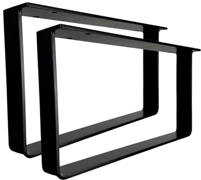 Generisch Möbelfüße, Schrankfüße, TV-Ständerbeine, Ersatz-Kommode, Kurze Schrankbeine, U-förmige Stahlbeine (Set mit 2 Beinen, schwarz matt RAL9005, B 25 x H 15 cm)