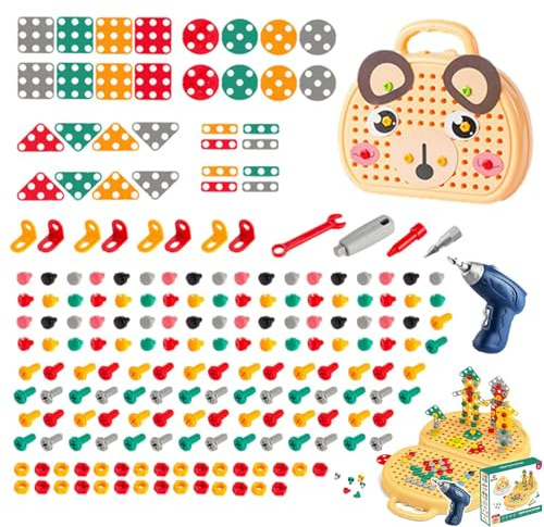 -Spielzeug-Werkzeugkasten – 25 Cm Pädagogisches Montageset Für Kinder, Elektrische Bohrmaschine, Schraubenkonstruktionsspielzeug | Lernwerkzeug-Set Für Kinder Im Alter Von 3–12 Jahren, Zum A