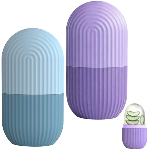 2 Stück Ice Roller, Eisroller Gesicht, Ice Roller Gesicht Ideal für Hautpflege und Entspannung, Perfekt für morgendliche und abendliche Anwendung(Blau und Lila)