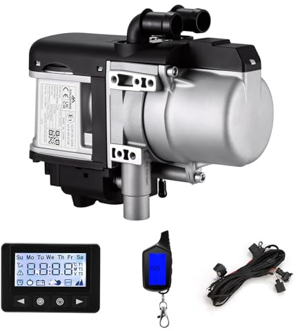 MUDIRO M-5S WT01 12V 5KW Benzin-/Diesel-Standheizung: Standard Glow Plug, Remote Control, Clear LCD Panel, Complete Basic Accessories (Heat-Proof Sleeve Optional) – for Caravan, Boat