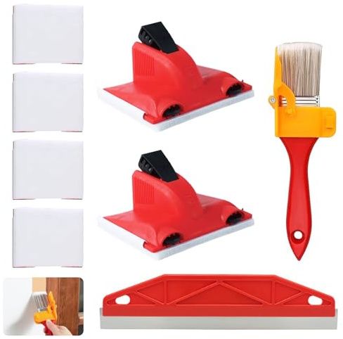 8 Pcs Paint Edger Tool, 2 Paint Edger with 4 Pcs Replacement Pad Refills | Cutting in Tools for Painting, 12 Inch Paint Shield and Edging Brush, Multifunctional Paint Trimmer Tool for Ceiling and Wall