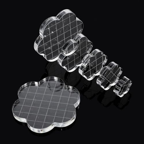Guduling 8 Pcs Acrylic Stamp Block,White Acrylic Blocks for Stamping,with Floral Design – 6 Sizes Acrylics Blocks for Stamping,for Scrapbooking, Card Making & Craft Stampings Projects