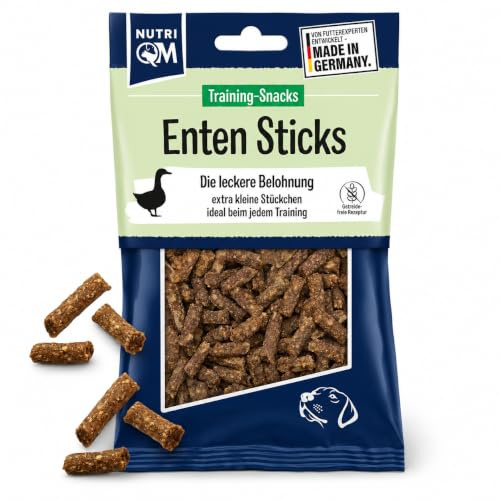 NutriQM® Training Sticks Ente 100g | Monoprotein Hunde Snacks getreidefrei | Trainingsleckerli mit 95% Entenfleisch | Kalorienarme Hundeleckerlies ohne Zusatzstoffe | Made in Germany