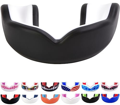 Oral Mart Black/White Youth Gum Shield for Kids - Sports Mouth Guard for Karate, Boxing, Martial Arts, Football, MMA, Sparring, Hockey, Rugby, BJJ, Muay Thai,Soccer