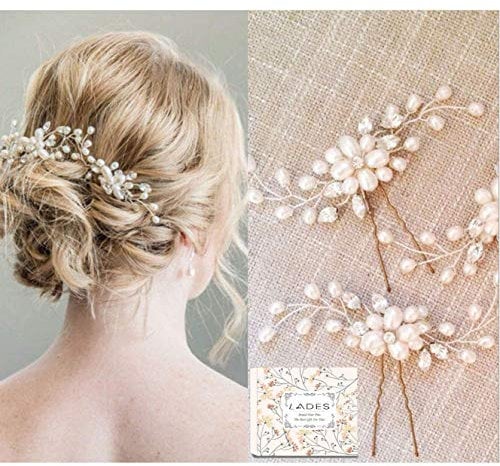 Bridal Hair Pins - 3pcs Fashion Retro Elegant Ladies Pearl Rhinestone Hair Accessories for Wedding Bridal Jewelry Bridal Hair Accessories Headpiece Wedding Accessories (3PCS)