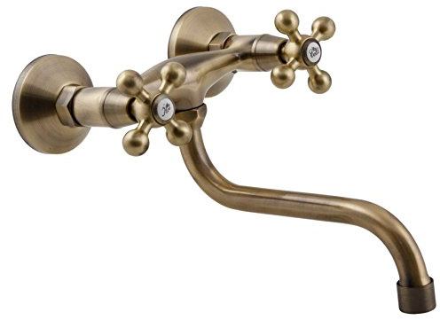 Elegant 'S' Type Antique Brass Bathroom Tap Kitchen Faucet Ancient Retro Heads
