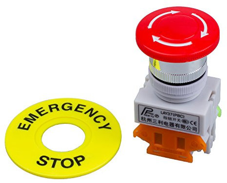 REFURBISHHOUSE AC 660V 10A Bouton-poussoir pour l'arret d'urgence 1NO 1NC DPST Capuchon champignon rouge