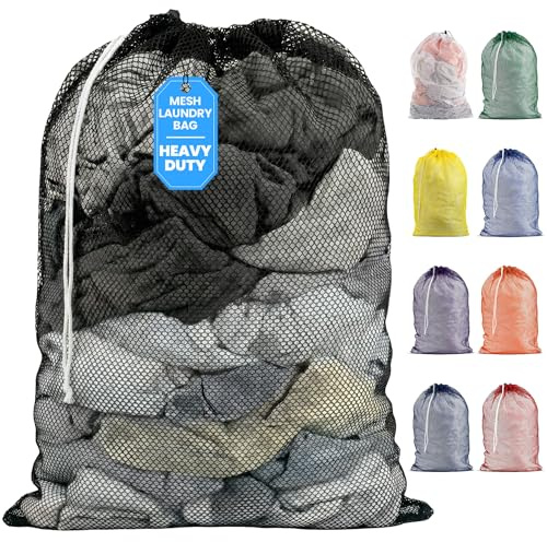 Handy Laundry Mesh XL Laundry Bag - Durable, Machine Washable with Secure Drawstring Closure - Perfect for College Dorms, Laundromats, Apartments (Black, Large 24 x 36)