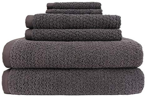 Everplush Diamond Jacquard Badetuch-Set, Anthrazit, 6-teilig