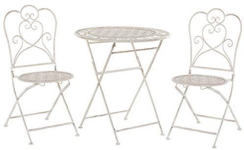Garten Bistro Set Balkonset Balkonmöbel beige 2 Stühle Klapptisch Metall Trieste