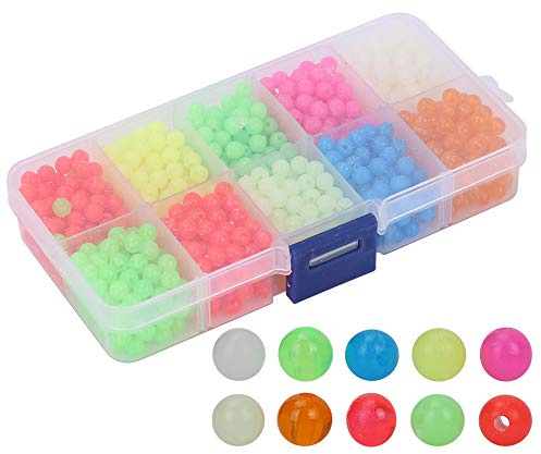 Angelperlen, bunte leuchtende Glow Perlen runde Leuchtkugeln für Deep Drop Rigs, Nachtangeln, Flussfischerei, Strandangeln, Jigging, Unterwasserbeleuchtung, Fischsuche