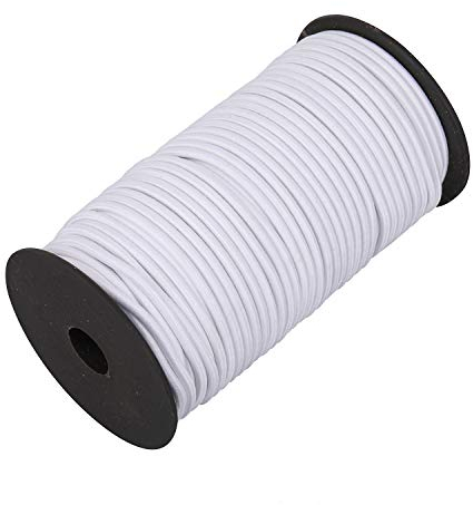 Trimming Shop 4 mm breite Bungee-Seil-Gummiseil, dehnbarer Gurt, runde elastische Schnur zum Nähen, Kajaks, DIY Bastelprojekte, Rucksack, Zeltstangen (weiß, 100 Meter)
