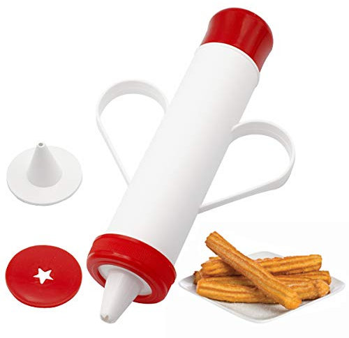 Churrera para Hacer Churros, Maquina para Hacer Churros, Churrera Decoradora para Hacer Varias Formas Diferentes - Rojo y Blanco 25cm