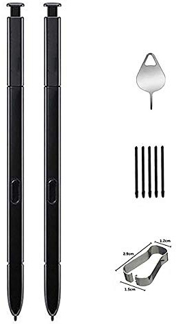 Lot de 2 stylets de rechange pour Galaxy Note 9 SM-N960 (sans Bluetooth) avec pointes/pointes + broche d'éjection (noir)
