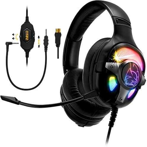 EMPIRE GAMING – WarCry G-W10 RGB-Gaming-Headset - 7.1 Virtual Surround Sound einschließlich Software geräuschlos -PS4, PS5, Xbox One/Series, PC, MAC - Fernbedienung – Abnehmbares Mikrofon
