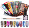 Lillyvale Nail Foils Glue Adhesive Nail Transfer Foil Art Mixed Decal Stickers 50PCS Silicon Nail Pen Kit Set Tips Manicure UV LED Lamp Required DIY Soak Off, Clear