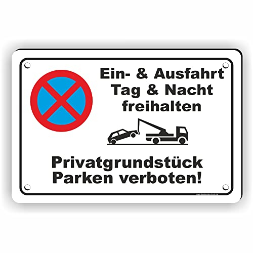 Fassbender-Druck SCHILDER - EIN- und AUSFAHRT FREIHALTEN - vorgebohrtes Parken verboten Schild - Schild mit Bohrlöchern zum Markieren vom absoluten Parkverbot/Parkverbotsschild (20x30cm Schild)