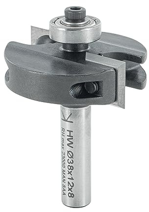 ENT 20311 Wendeplatten Falzfräser HW, Schaft (S) 8 mm, Durchmesser (D) 38 mm, NL 12 mm, T 10 mm, GL 54 mm, mit Kugellager