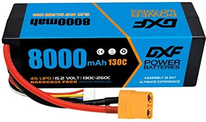 DXF 4S 8000mAh 15.2V 130C High Capacity Hard Case for Lipo Batteries with XT90 Plug for RC Car 1:8 Scale RC Aeroplane with Multiple Rotors RC Helicopter RC Boat