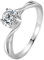 Musihy Ring Zirkonia, Damenring Solitär Ring Verschlungene Ringe Zirkonia Weiß Ringgröße 55 Pärchen Geschenk