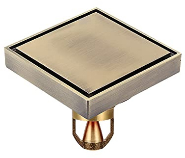 10CM Duschrinne Mit Flieseneinsatz, Abnehmbarer Abdeckung, Quadratischer Bodenablauf Aus Messing Gegen Verstopfung Und Geruch, Inklusive Haarsieb Für Dusche Badezimmer Küche,Bronze Bronze
