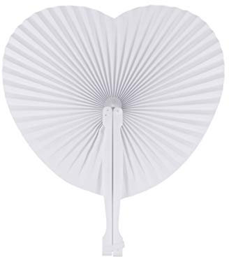 STOBOK 48pcs White Paper Fans Wedding Fans Heart Shaped Painting Folding Handle for Wedding Celebration Birthday Party Favors