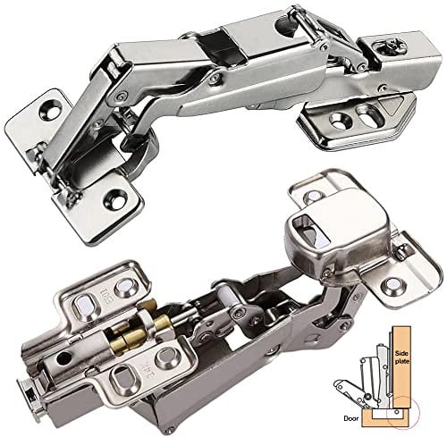2 bisagras de puerta de armario de cocina de 165 grados, bisagras de armario de cocina de cierre suave, bisagras plegables de gabinete de cocina (cubierta completa curvada recta)
