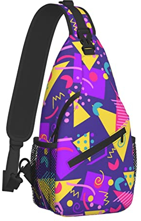 Umhängetasche im Retro-Stil der 80er Jahre für Damen und Herren, Crossbody-Schultertaschen, lässiger Sling-Rucksack, Brusttasche, Reisen, Wandern, Tagesrucksack für den Außenbereich
