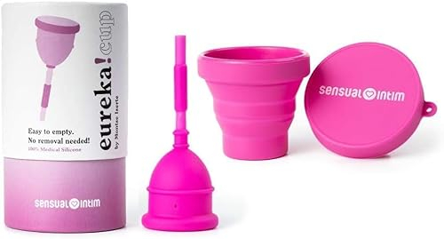 EUREKA! Cup | Pacchetto Coppetta Mestruale Eureka! Coppetta + Sterilizzatore | 100% Silicone Medico | L'Unica Coppetta Mestruale Che Si Può Svuotare Senza Rimuoverla (XL)