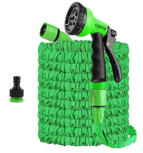 Yiting Erweiterbarer Gartenschlauch, 7,5m/15m/30m/37.5m/45m/60m mit Sprühdüse, 1,9 cm, 1,2 cm Schlauchverbinder-Armaturen, Anti-Burst Leak Alter flexibel Magischer ausziehbarer Wasserschlauch