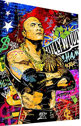 Magic Canvas Art Dwayne Johnson Pop Art Leinwandbild 1- teilig Hochwertiger Kunstdruck Wandbilder – B8378, Material: Poster ungerahmt, Größe: 80x60 cm
