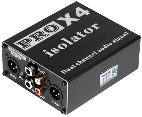WisWinDa Multi-Kanäle XLR RCA 1/4 6,35 1/8 3,5 Masseschleife Geräuschisolator (kein Reduzieren von Bass), Goldbeschichtung, Audio-Brummunterdrücker, Lautsprecher, Rauschfilter, Aluminiumgehäuse für