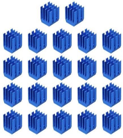 QUARKZMAN 22pcs 9x9x12mm Dissipateur Thermique Aluminium Radiateur Chaleur Évier refroidissements avec Fixe Autocollant pour Puce CPU, Puissance Transistor, FET, IC, Bleu